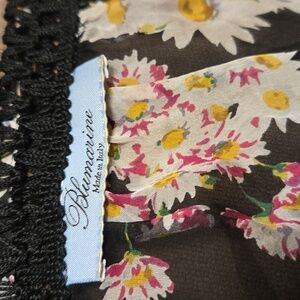 BLUMARINE Black Pink Floral Silk Short Sleeve Blouse Sz 38 ITALY 🇮🇹